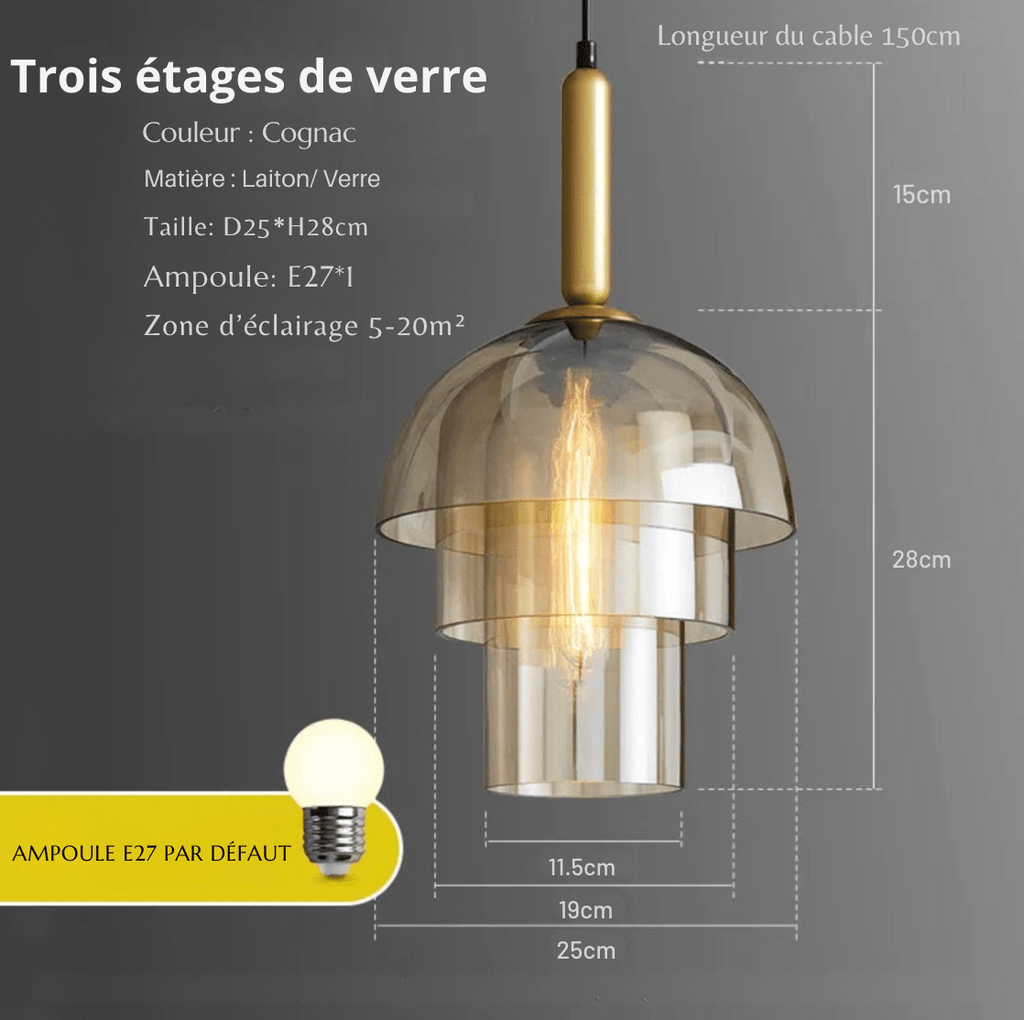 TRIPLE Suspension en verre fumé