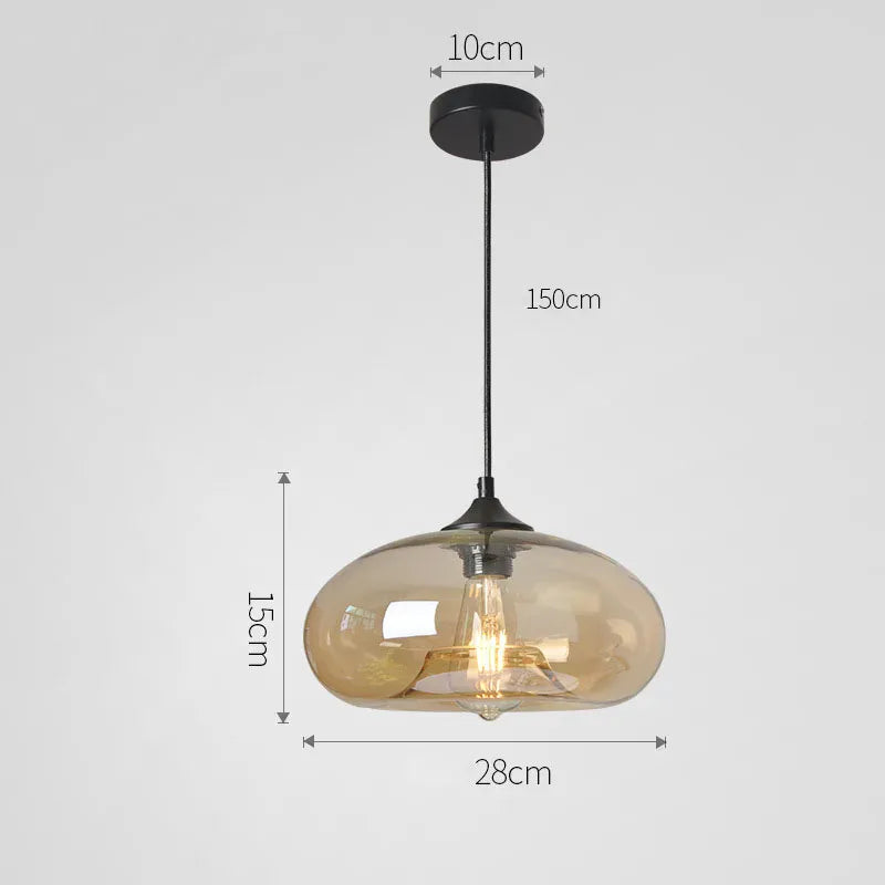 Amber glass Suspension en verre soufflé