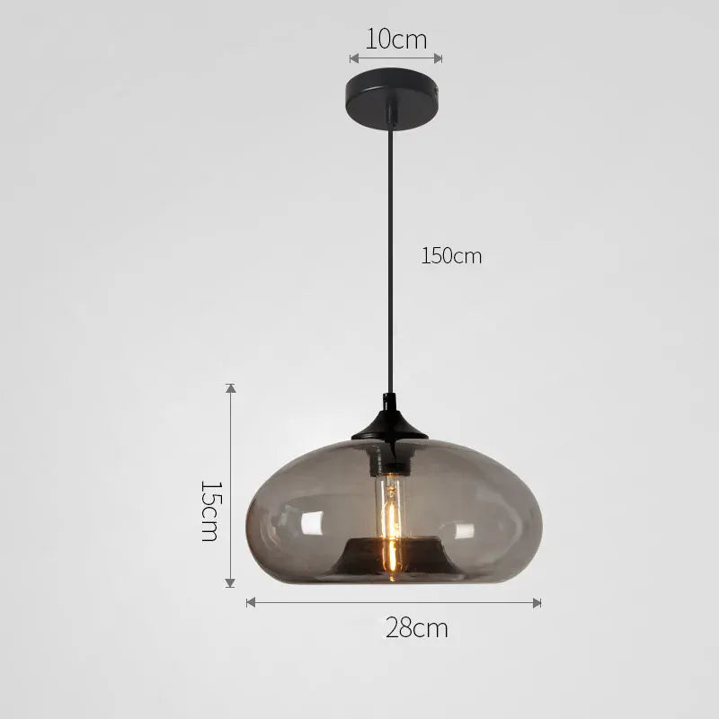 Grey glass Suspension en verre soufflé