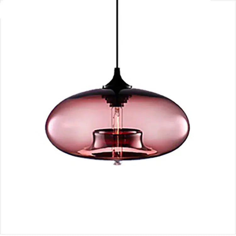 Pink glass Suspension en verre soufflé
