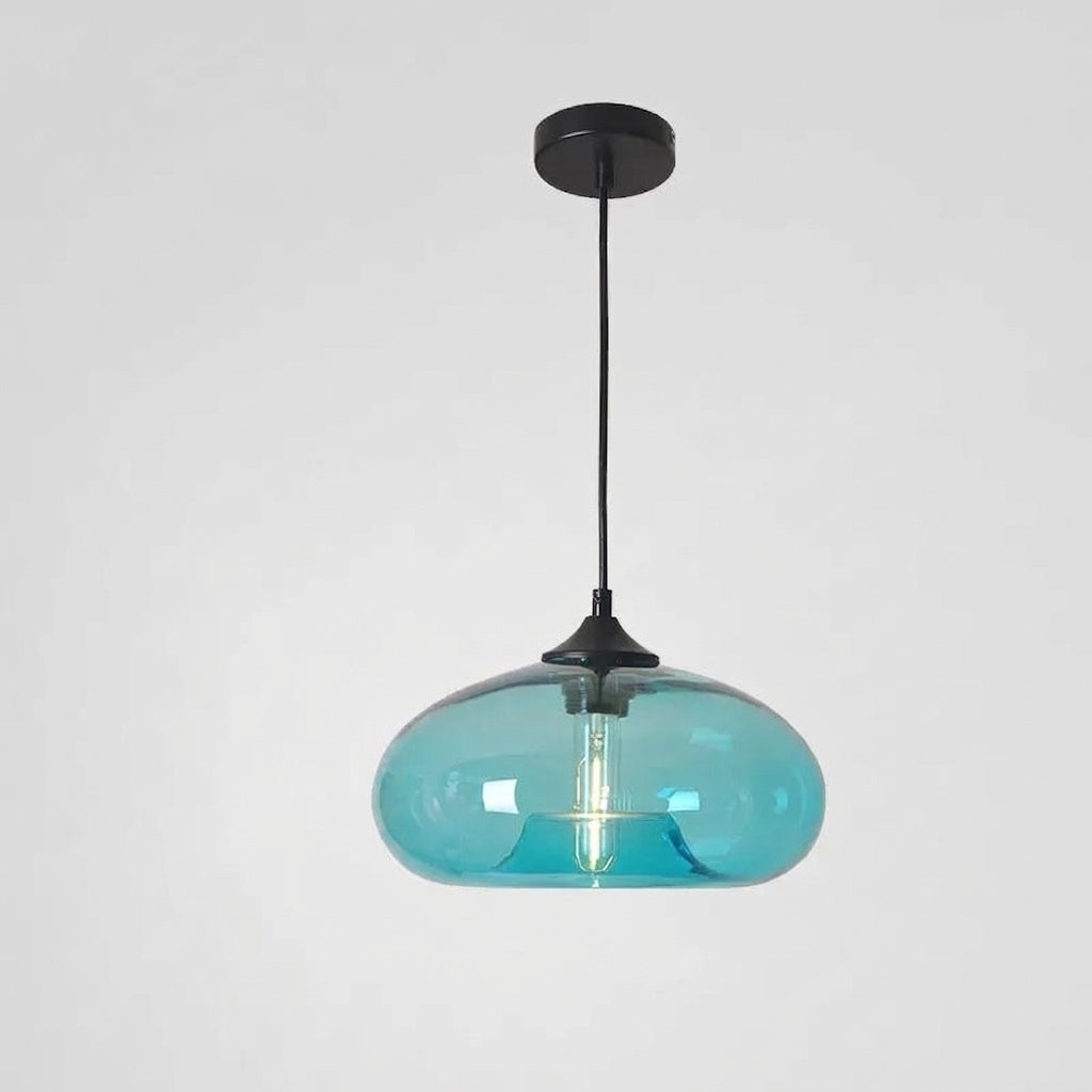 Suspension en verre soufflé Verre bleu clair