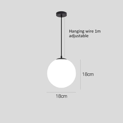 NOIR 18 CM / LUMIÈRE CHAUDE Suspension globe blanc