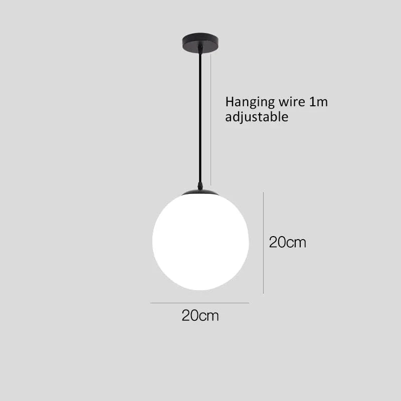 NOIR 20 CM / LUMIÈRE CHAUDE Suspension globe blanc