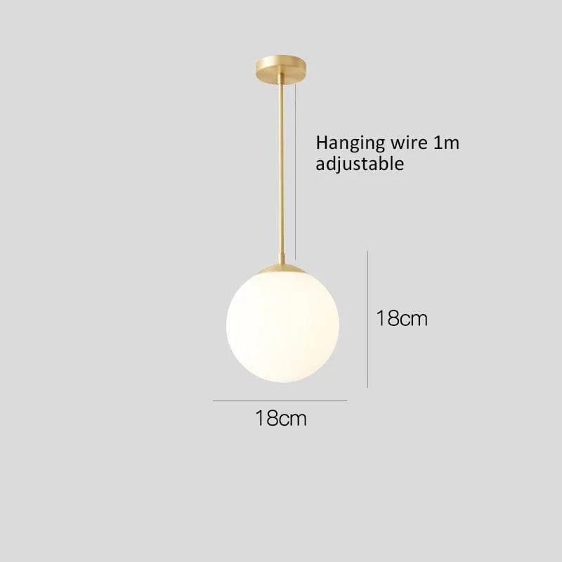 OR 18 CM / LUMIÈRE CHAUDE Suspension globe blanc