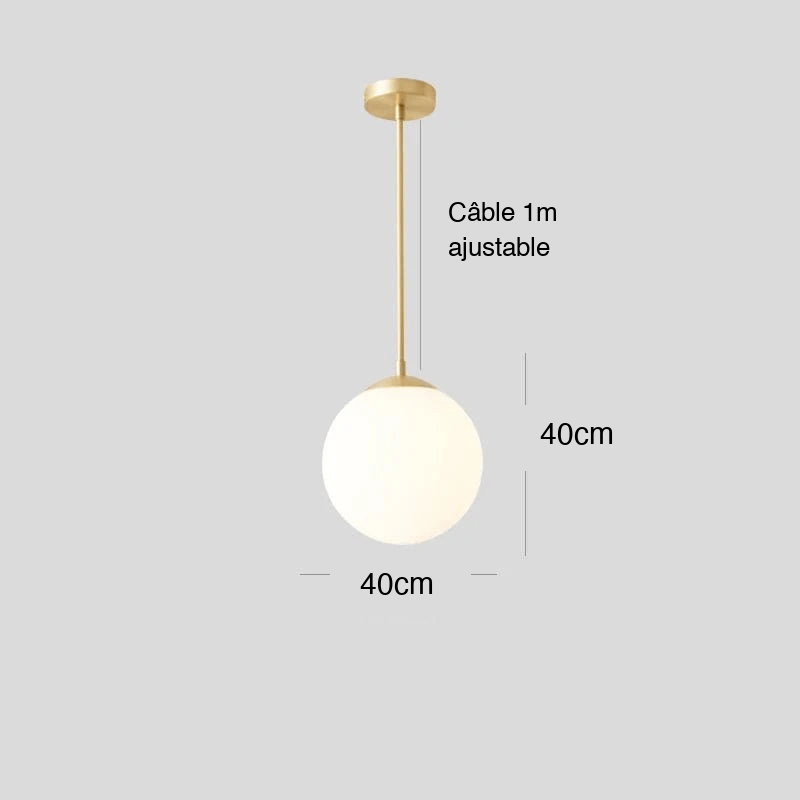 OR 40 CM / LUMIÈRE CHAUDE Suspension globe blanc