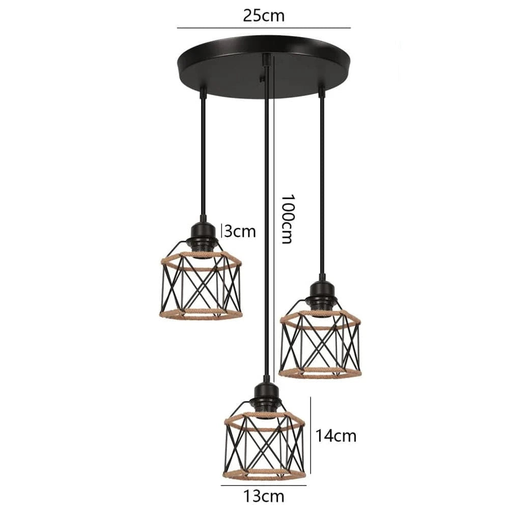 B1 Suspension industrielle trois têtes corde et métal