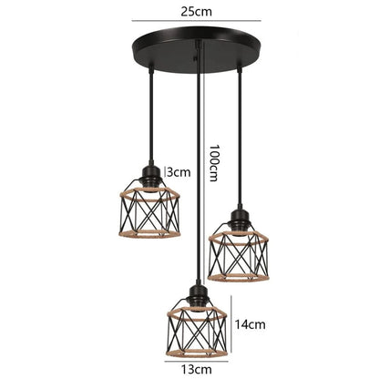 B1 Suspension industrielle trois têtes corde et métal