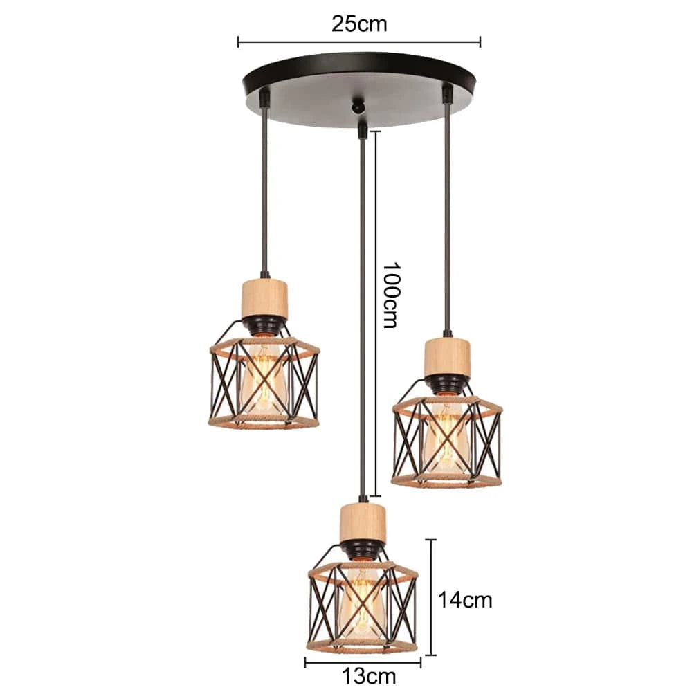 D1 Suspension industrielle trois têtes corde et métal