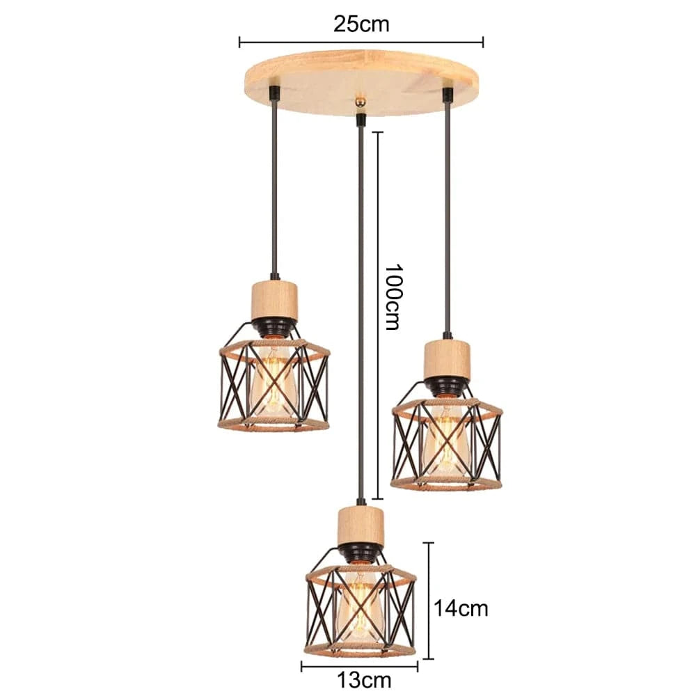 E1 Suspension industrielle trois têtes corde et métal