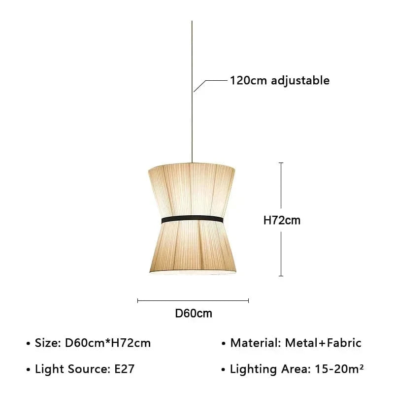 D60cm / White light Suspension Japonaise en tissu design moderne