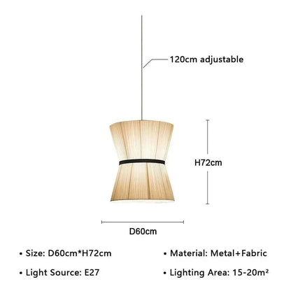 D60cm / White light Suspension Japonaise en tissu design moderne