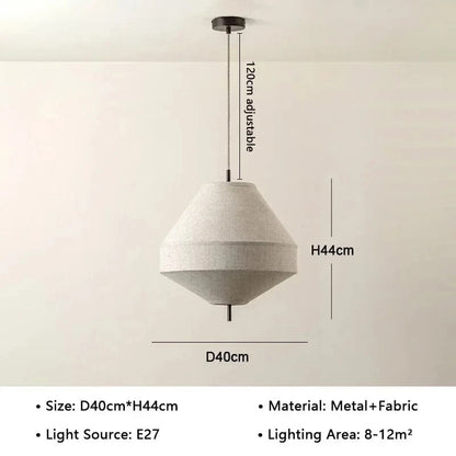 B / White cable / Neutral Light 4000K Suspension Japonaise en tissu | Toupille