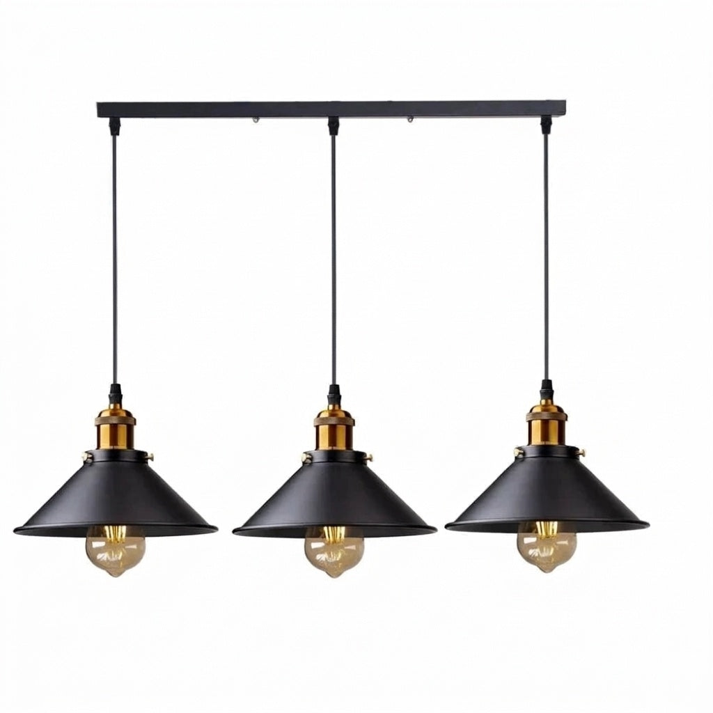 Suspension lampe industrielle 3 PIÈCES LONG