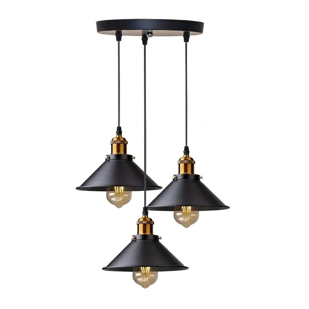 Suspension lampe industrielle 3 PIÈCES ROND