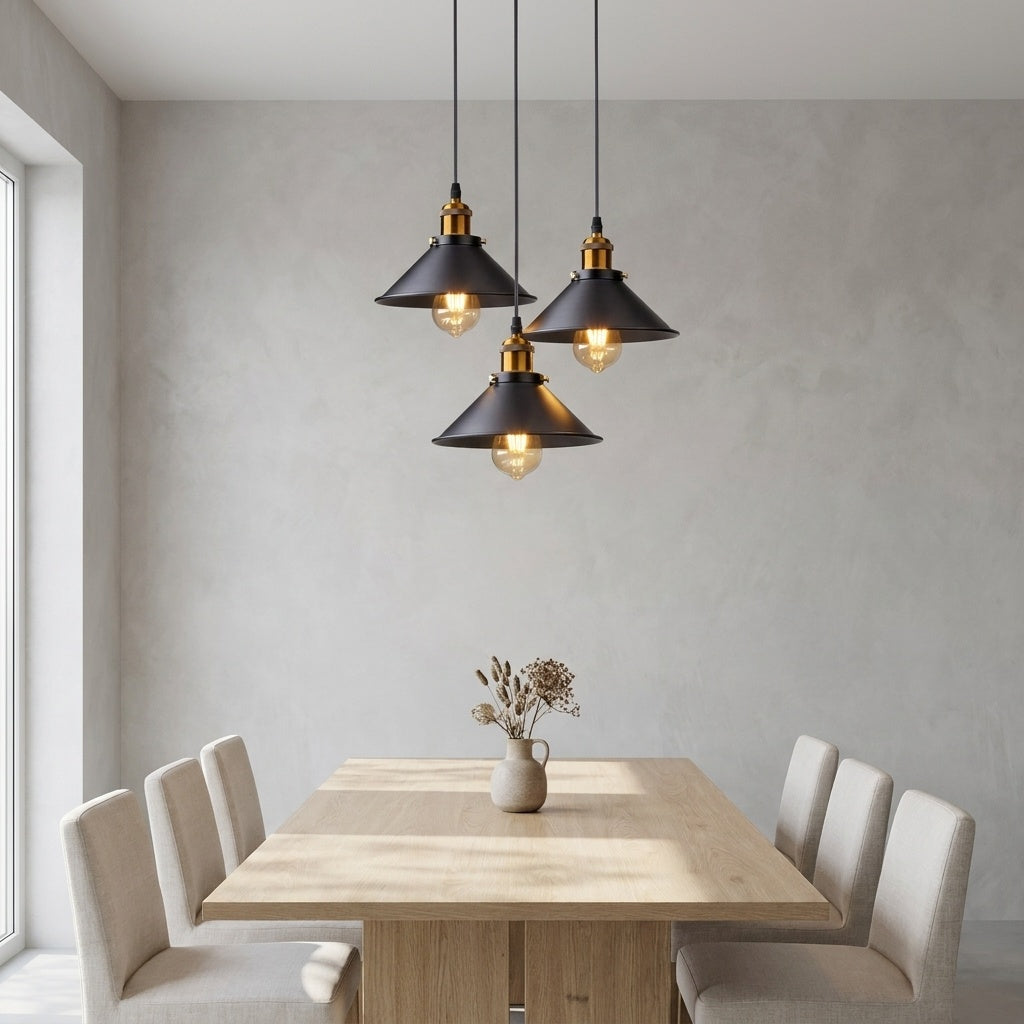 Suspension lampe industrielle 3 PIÈCES ROND
