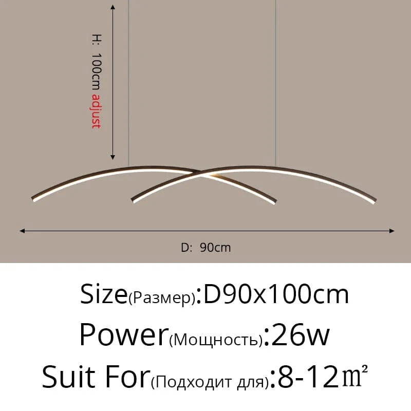 Black WM18 / Brightness Dimmable Suspension LED Arc Dimmable