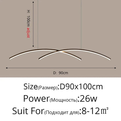 Black WM18 / Brightness Dimmable Suspension LED Arc Dimmable