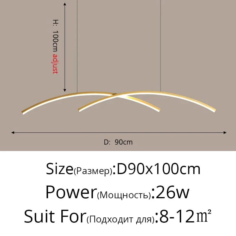 Gold WM18 / Warm white Suspension LED Arc Dimmable