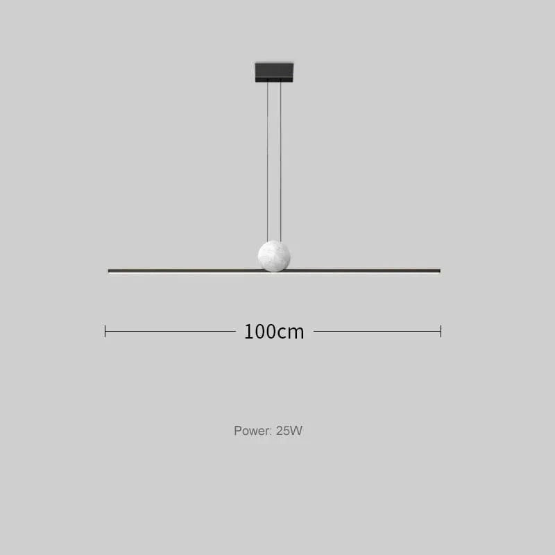 black 100cm / Warm light Suspension luminaire boule barre led dorée