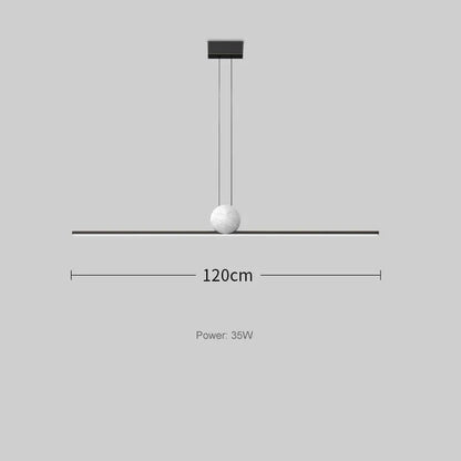 black 120cm / Warm light Suspension luminaire boule barre led dorée