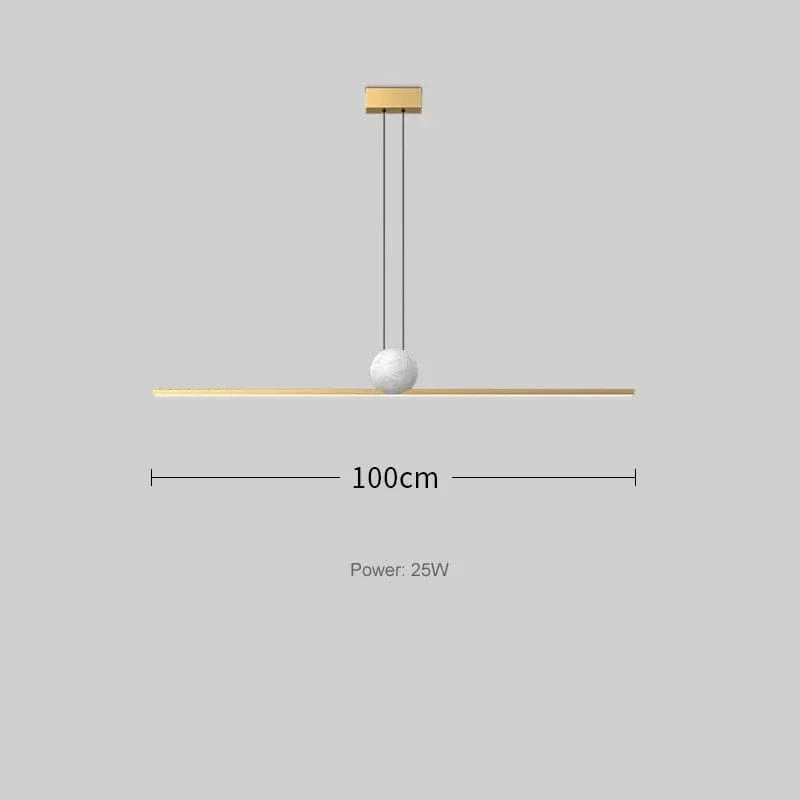 gold 100cm / Warm light Suspension luminaire boule barre led dorée