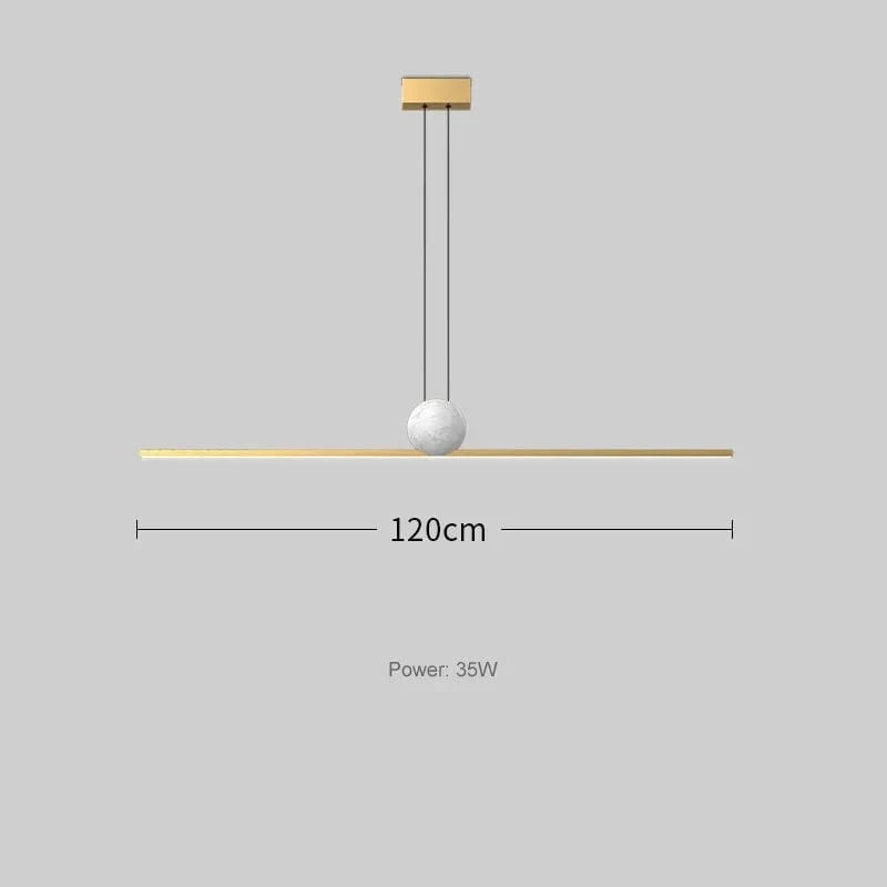 gold 120cm / Warm light Suspension luminaire boule barre led dorée