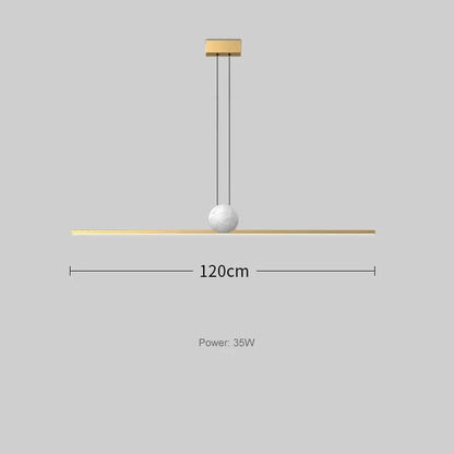 gold 120cm / Warm light Suspension luminaire boule barre led dorée