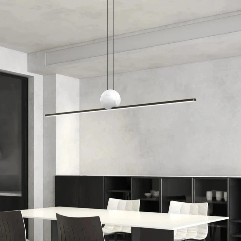 Suspension luminaire boule barre led dorée