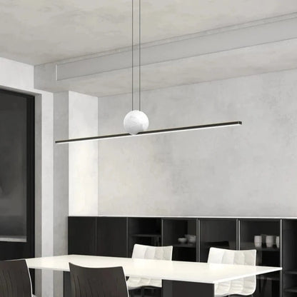 Suspension luminaire boule barre led dorée