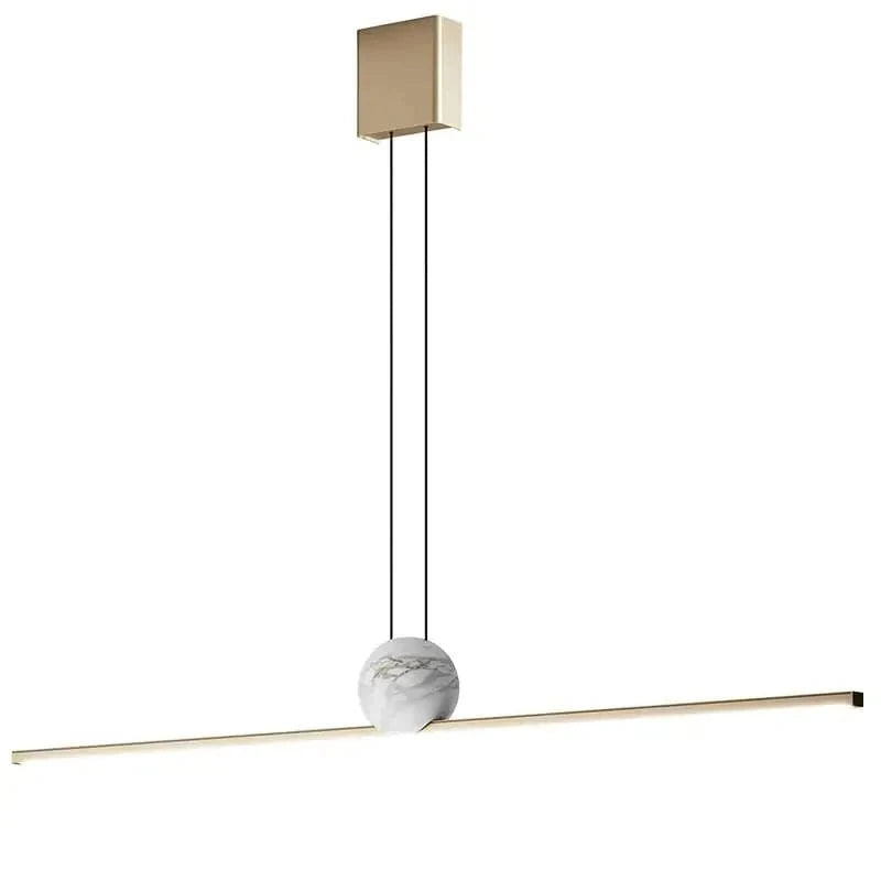 Suspension luminaire boule barre led dorée