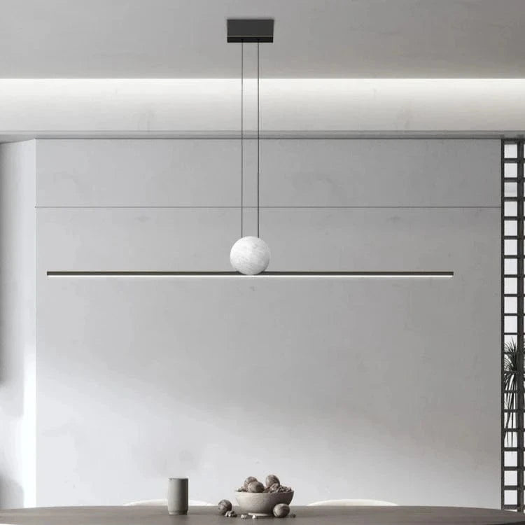 Suspension luminaire boule barre led dorée