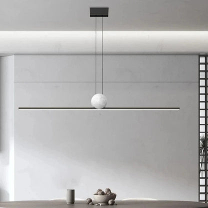 Suspension luminaire boule barre led dorée