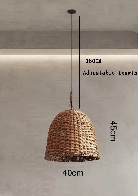 A-D40CM / LUMIÈRE NEUTRE 4000k Suspension luminaire corde panier tressé