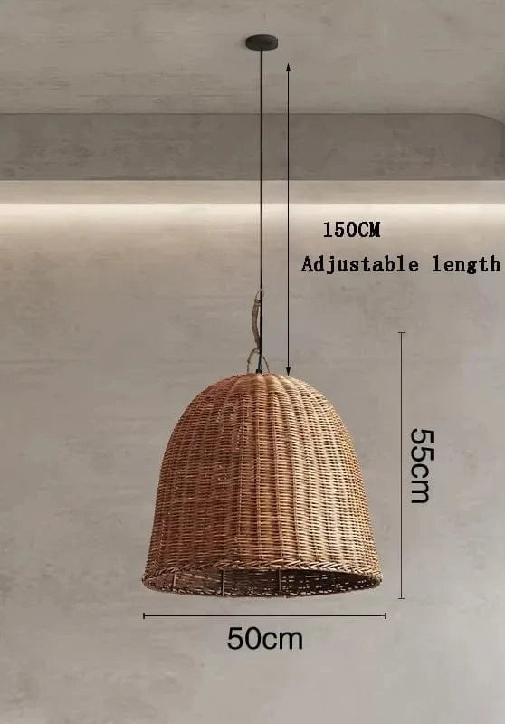 A-D50CM / LUMIÈRE NEUTRE 4000k Suspension luminaire corde panier tressé