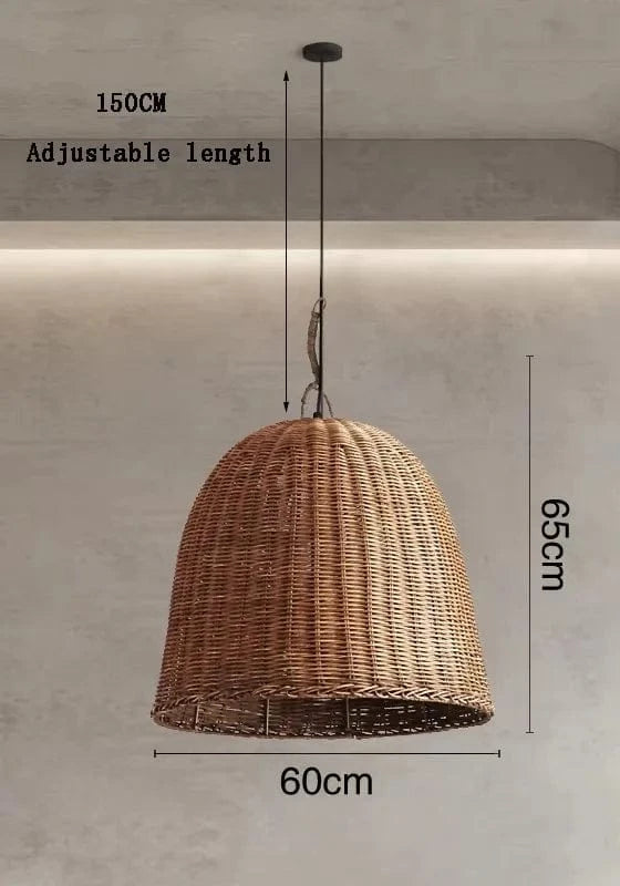 A-D60CM / LUMIÈRE NEUTRE 4000k Suspension luminaire corde panier tressé