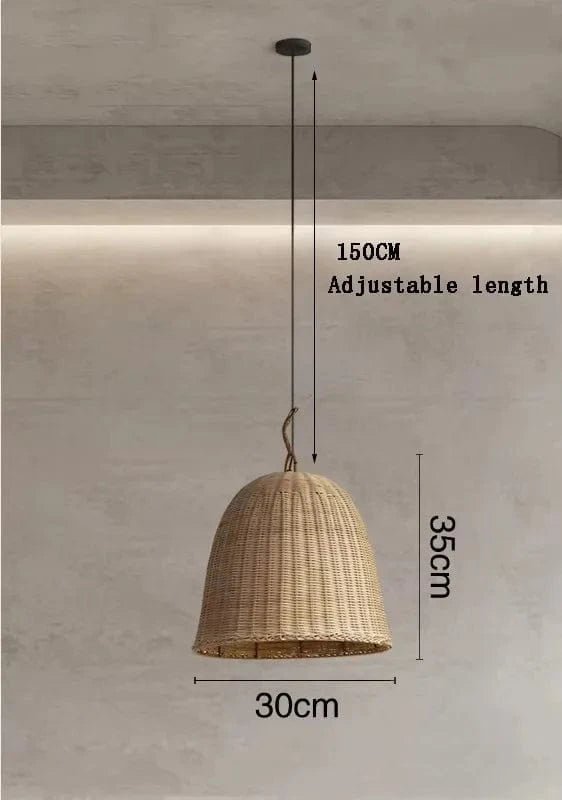 B-D30CM / LUMIÈRE NEUTRE 4000k Suspension luminaire corde panier tressé