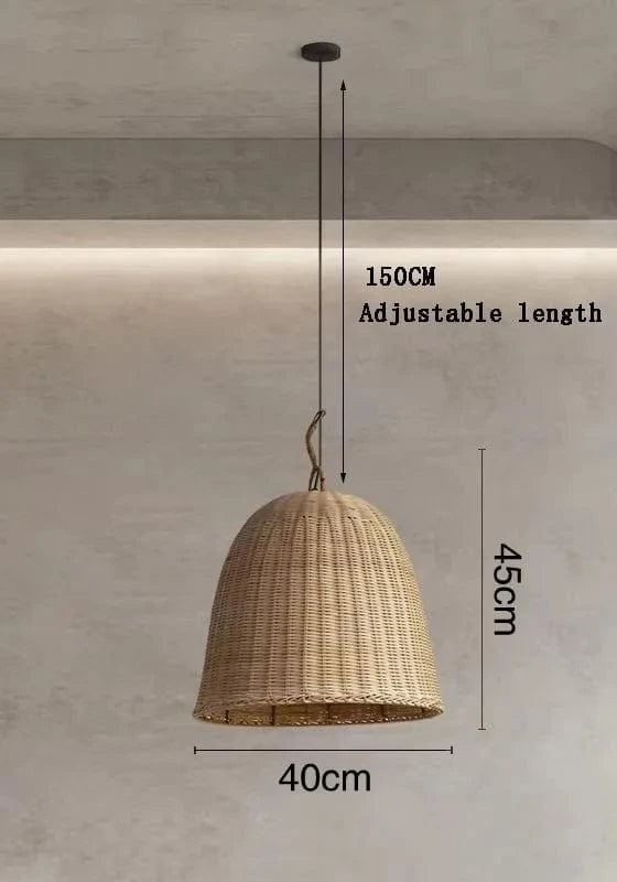 B-D40CM / LUMIÈRE NEUTRE 4000k Suspension luminaire corde panier tressé