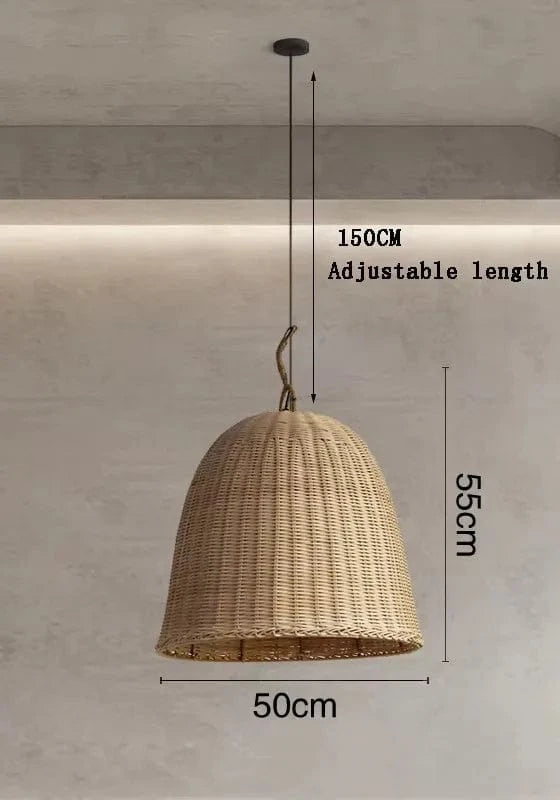 B-D50CM / LUMIÈRE NEUTRE 4000k Suspension luminaire corde panier tressé
