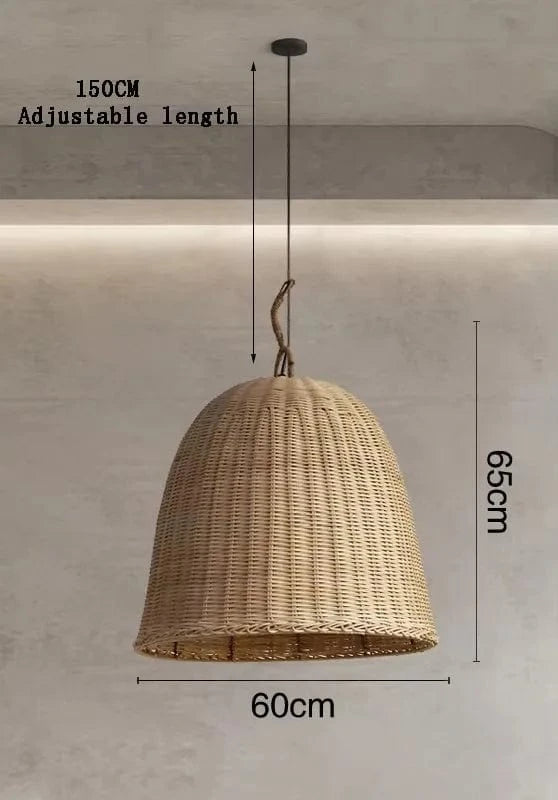 B-D60CM / LUMIÈRE NEUTRE 4000k Suspension luminaire corde panier tressé