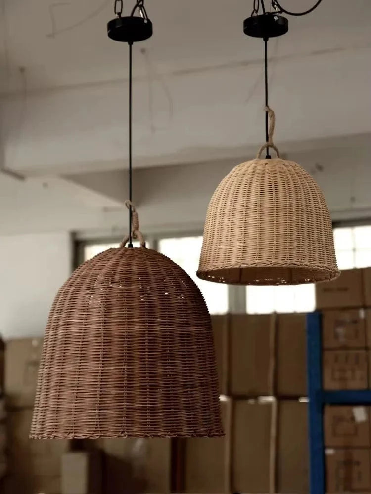 Suspension luminaire corde panier tressé