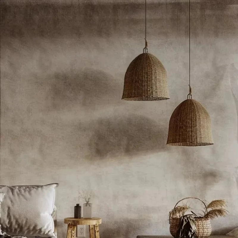 Suspension luminaire corde panier tressé