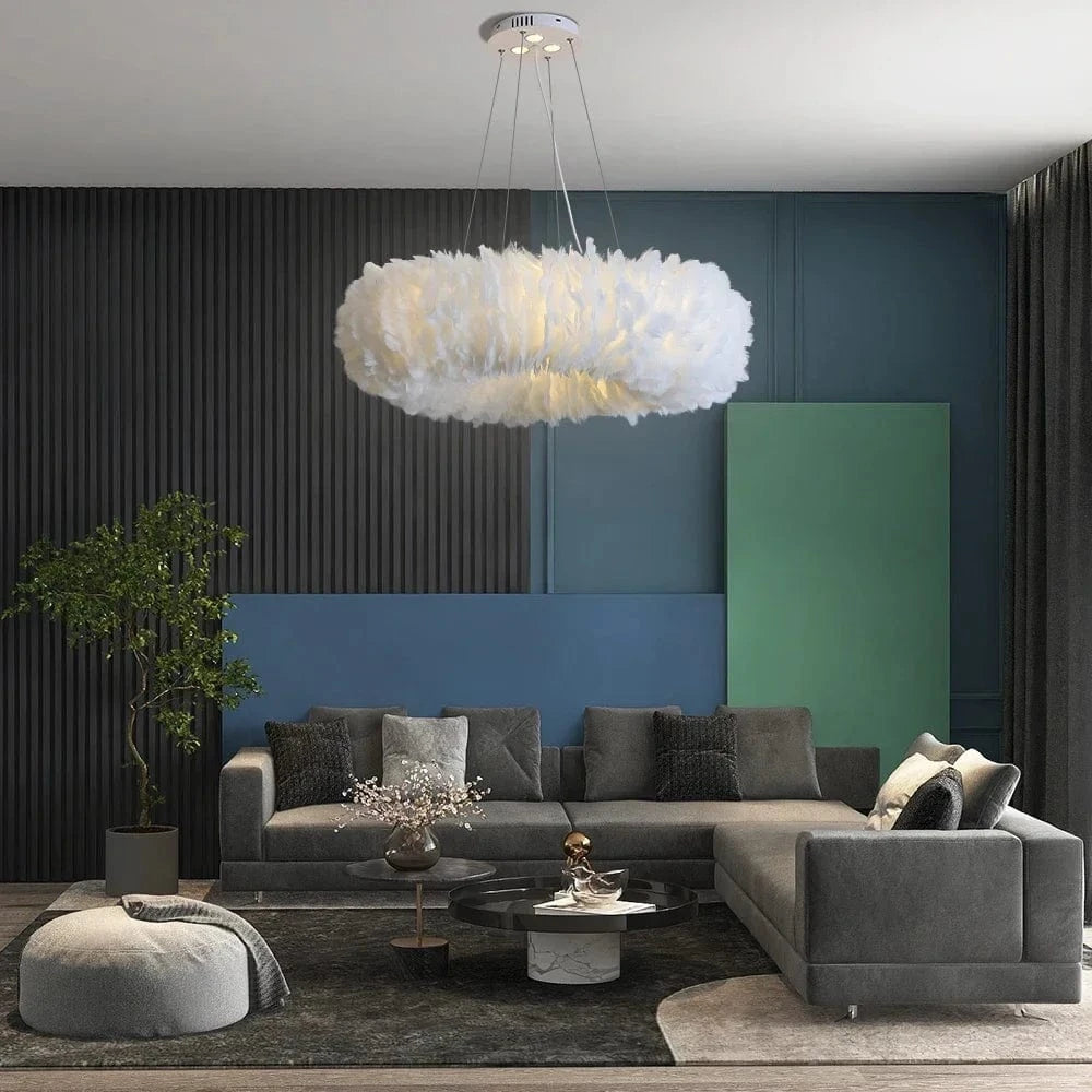 Suspension luminaire en plume