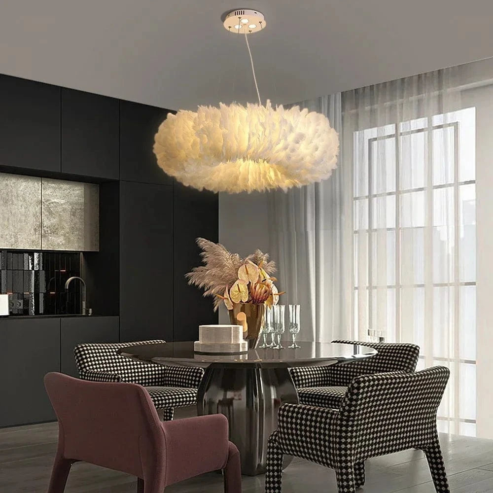 Suspension luminaire en plume