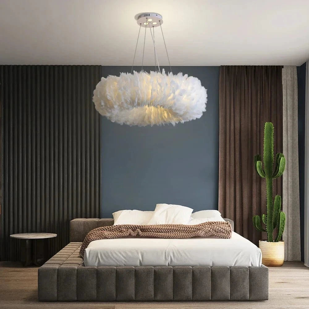 Suspension luminaire en plume