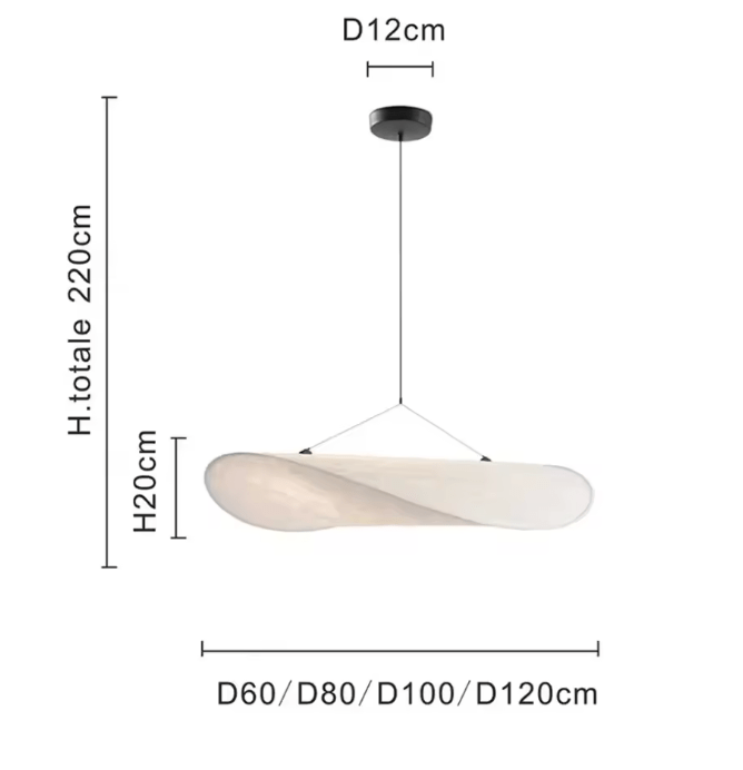 120 CM / LUMIÈRE BLANCHE Suspension luminaire en tissu