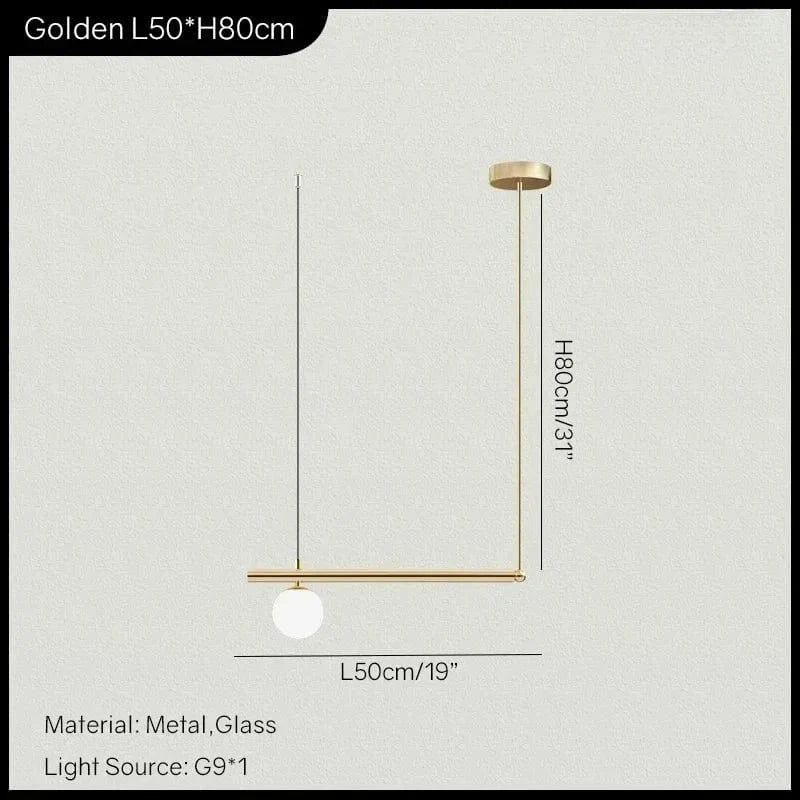 Golden 1 head / White glass / Tricolor Led bulbs Suspension luminaire géométrique orné de boule de verre