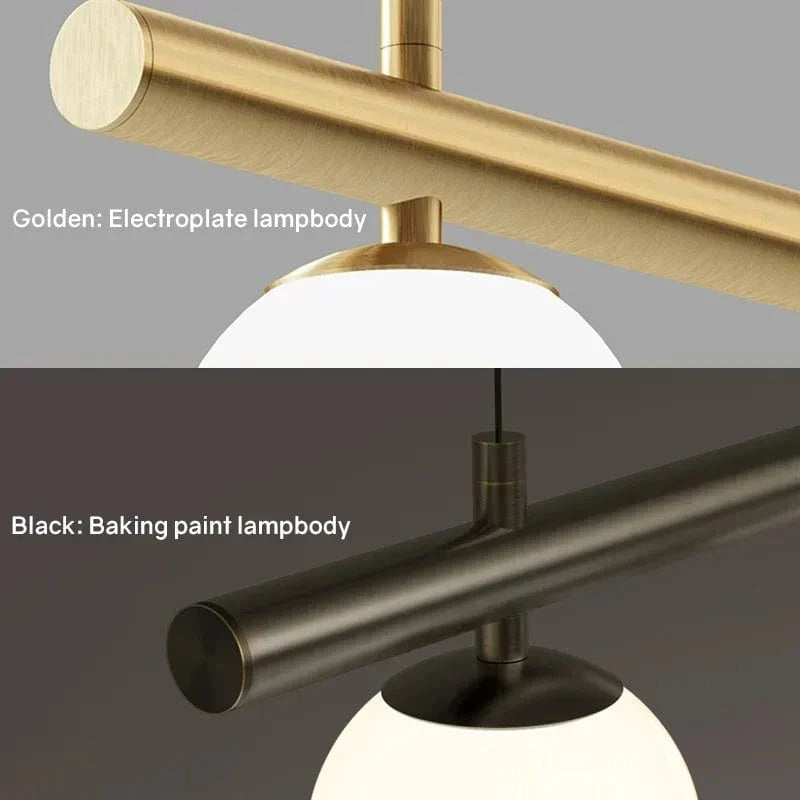 Suspension luminaire géométrique orné de boule de verre