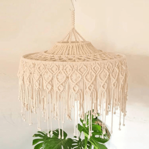 Suspension luminaire macramé