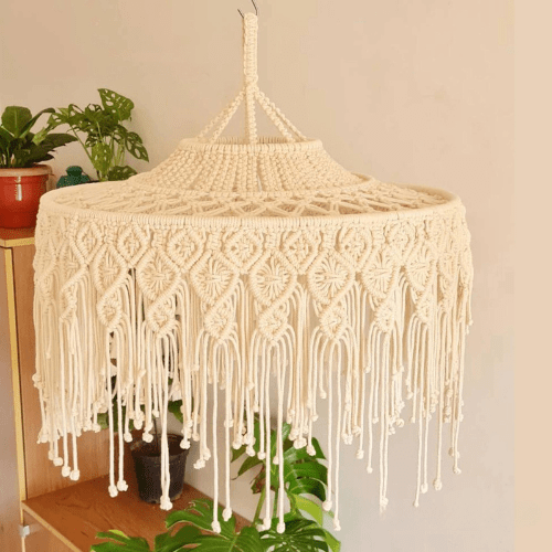 Suspension luminaire macramé