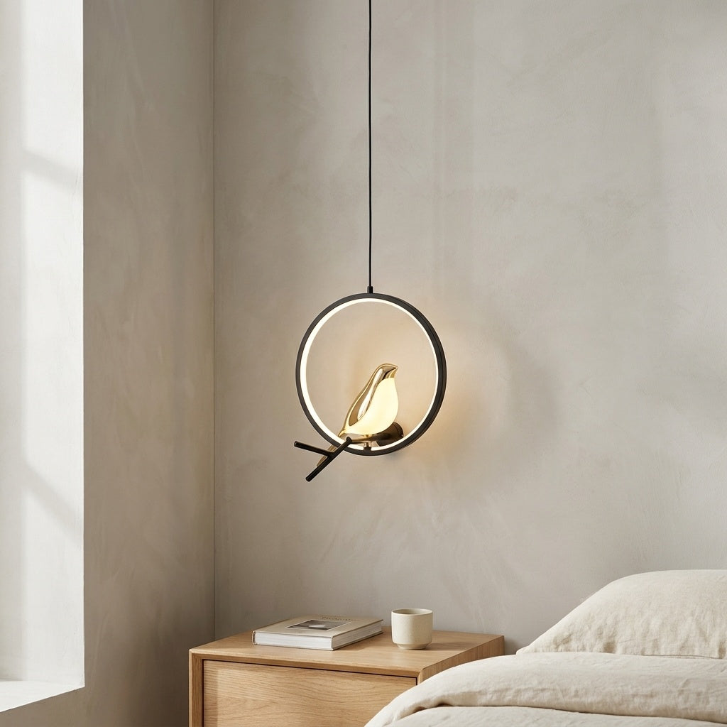 Suspension luminaire oiseau Circular-Black Gold / CHAUDE